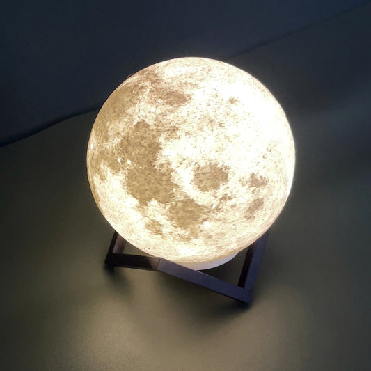 Moon Lamp · 3D Printed with Craters & Color-Shifting Glow